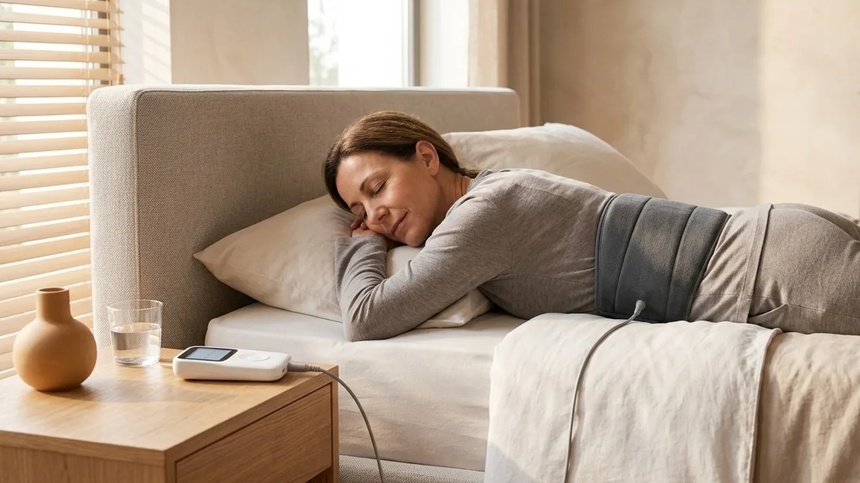 Donna sdraiata con terapia magnetica